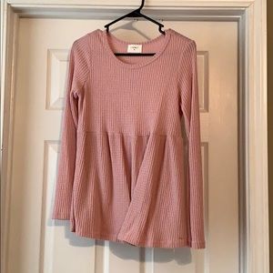 Waffle knot peplum long sleeved shirt